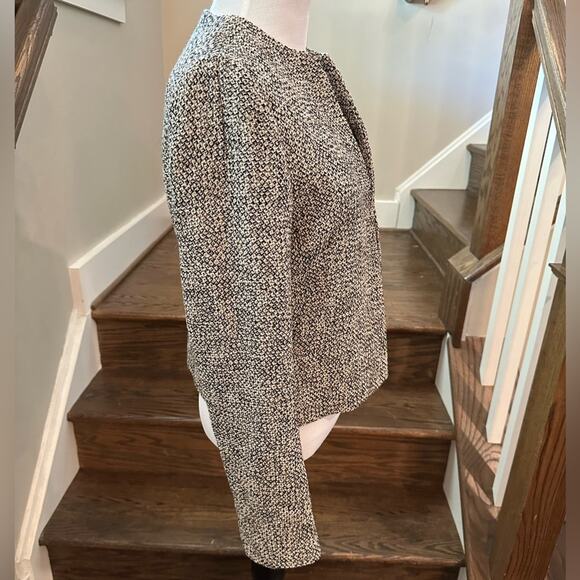 Brooks Brothers Woven in Italy Silver/Black/Grey Wool Tweed Blazer Size 4 - Picture 4 of 12